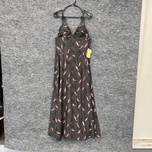 Corset Story Dress Womens Small Black Pink Floral Corset Back Maxi Lined Boned